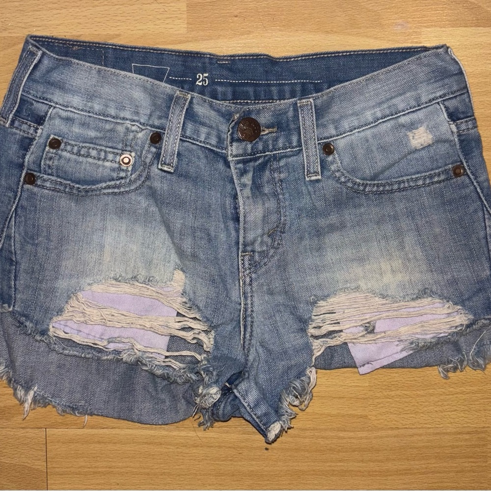 Levi Strauss Distressed Blue Denim Jean Shorts | 25” Waist